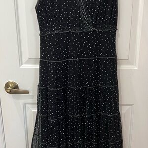 Max Studio Black Dress with White Polka Dots